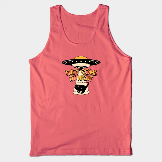 Aliens and Black Cat in pink Tank Top by The Charcoal Cat Co.